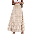 thumbnail image 1 of Womens Long Tulle Skirt A Line Ruffle Tiered Layered Skirts High Waisted Flowy Fairy Tutu Maxi Skirts, 1 of 7