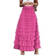 thumbnail image 1 of Womens Long Tulle Skirt A Line Ruffle Tiered Layered Skirts High Waisted Flowy Fairy Tutu Maxi Skirts, 1 of 8