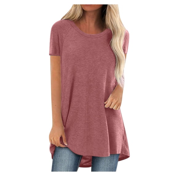 Womens Long Tunics or Tops to Wear with Leggings Plus Size,Solid Color Casual Loose Fit V Neck Blouses Flowy Shirt 2023