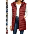 thumbnail image 1 of Womens Long Vest Hooded Zip Front Sleeveless Classic Spring Fall Winter Vest, 1 of 8