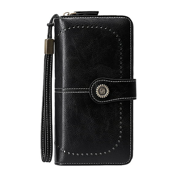 Womens Long Wallet Fashion Clutch Bags RFID Blocking Faux Leather Multi Credit Card Large Capacity Wristlet Purse