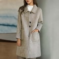thumbnail image 1 of Womens Long Wool Blend Coat Single Trench Coat (Beige XL), 1 of 3