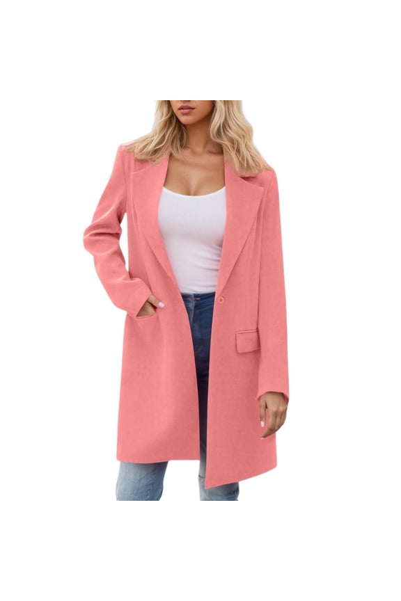 Womens Long Wool Blend Coat Single Trench Coat RD1 S