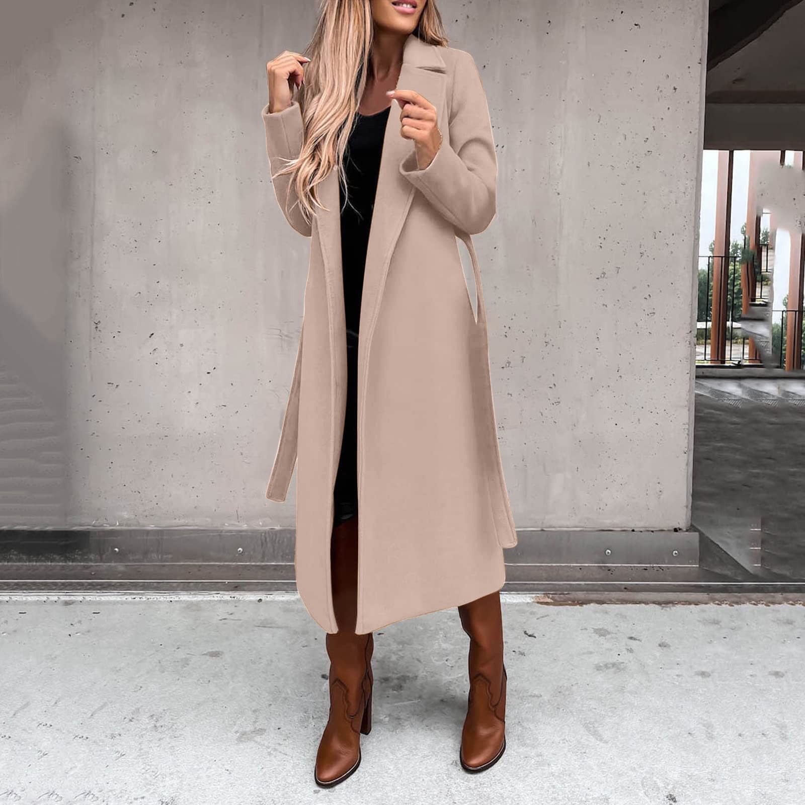 Woolen Coats Long Coat Wool Blend Trench Coat Womens Womens Long