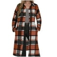 thumbnail image 1 of Womens Long Woolen Coat Flannel Plaid Jacket Shackets Mid Length Button Down Fall Winter Casual Outerwear (XL, Orange), 1 of 5