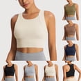 thumbnail image 1 of Womens Longline Sports Bra High Neck Medium Impact Crop Tops Racerback Workout Gym Bra Seamless Full Coverage Bras Padded Breathable Bra, 1 of 5