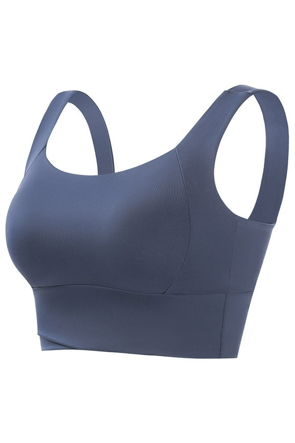 Womens Longline Sports Bra - Workout Fitness Crop Tank Tops Wirefree High Impact Padded with Built in Shelf Yoga Bra