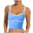 thumbnail image 1 of Womens Longline Sports Bra, Workout Tank Tops Built in Bras, Cropped Yoga Camisole Round Neck Athletic Cami Shirt Spandex Tank Tops for Women Sky Blue L, 1 of 4