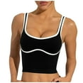 thumbnail image 1 of Womens Longline Sports Bra, Workout Tank Tops Built in Bras, Cropped Yoga Camisole Round Neck Athletic Cami Shirt Ruched Tank Tops for Women Black S, 1 of 4