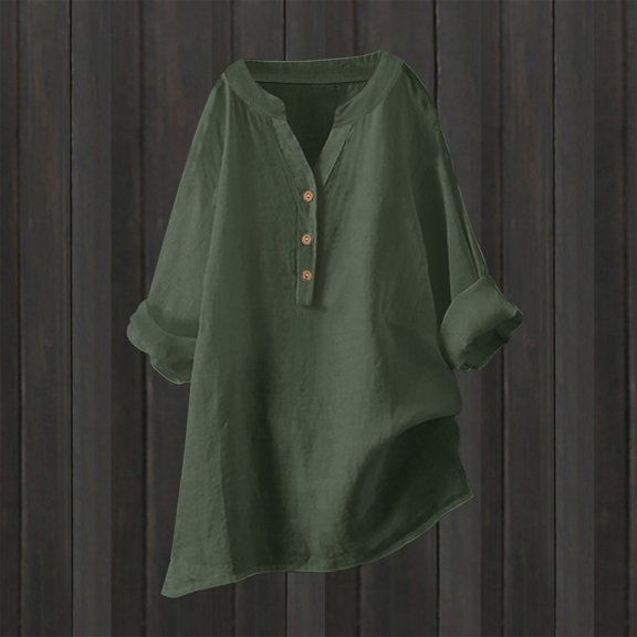 Womens Loose Buttons Down Blouse Tops Solid Casual Long Sleeve Shirt Blouse Womens Dress Shirts Button down Womens Button up Blouse Cool Long Sleeve Shirts for Women Womens Tops Short Sleeve Loose Fit