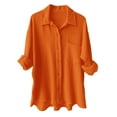 thumbnail image 1 of Womens Loose Buttons Down Pocket Blouse Tops Solid Casual Long Sleeve Shirt Blouse, 1 of 2