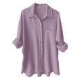 thumbnail image 1 of Womens Loose Buttons Down Pocket Blouse Tops Solid Casual Long Sleeve Shirt Blouse, 1 of 2