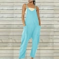 thumbnail image 1 of Womens Loose Casual V Neck Sleeveless Jumpsuits 2024 Spring Solid Color Basic Adjustable Spaghetti Straps Harem Long Pants Overalls with Pockets，S-3XL, 1 of 5