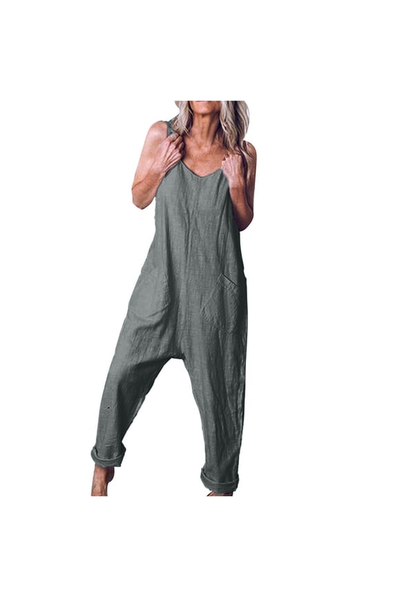 Womens Jumpsuits Casual Summer Onesie Rompers Sleeveless Loose V Neck Baggy Wide Leg Overalls Jumpers with Pockets 2024 Maternity Clothes