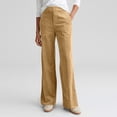 thumbnail image 1 of Womens Loose Corduroy Wide-Leg Pants Solid Color Partial Elastic Waist Side Pockets Soft Comfy Fabric Casual Sports Daily Office Weekend Fall Winter Fashion Ladies Wear Khaki S, 1 of 8