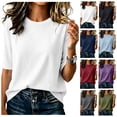 thumbnail image 1 of vzibsiv Womens Tee Shirts White Half Sleeve Tshirts Plain Crew neck All-season Size XL, 1 of 5