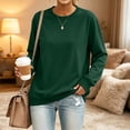 thumbnail image 1 of Womens Loose Fit Crewneck Sweatshirts Long Sleeve Solid No Hood Pullover Fall Everyday Tops Dark Green 3XL, 1 of 7