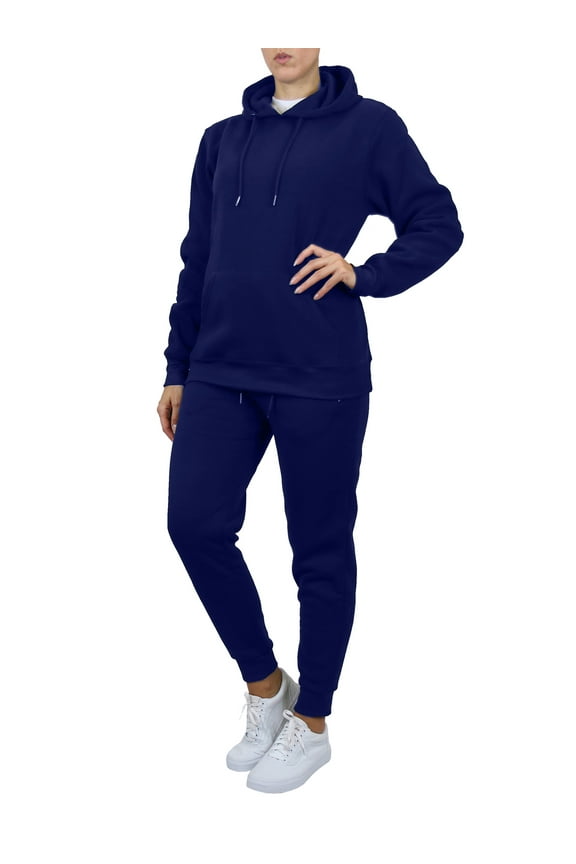 Womens Loose Fit Fleece-Lined Pullover Hoodie & Jogger 2-Piece Set (S-2XL)