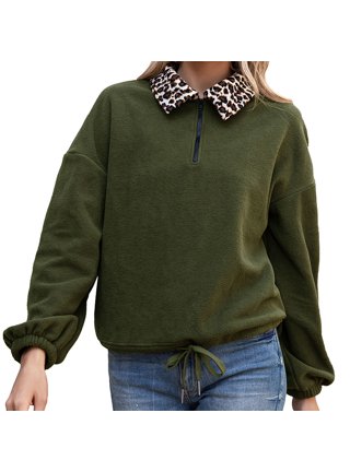 Only - Leopard Print Half-Zip Teddy Fleece Pullover – Thunder Egg