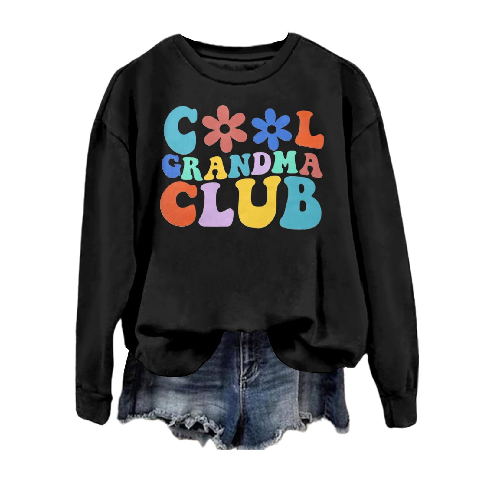 Womens Loose Fit No Hood Sweatshirts Trendy Long Sleeve Cool Grandma ...