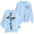 thumbnail image 1 of Womens Loose Fit No Hood Sweatshirts Trendy Long Sleeve Jesus Always Has My Back Letter Printed Pullovers Causal Fall Crew Neck Going out Graphic Tshirts Tops Light Blue 0722*sweatshirts M, 1 of 2