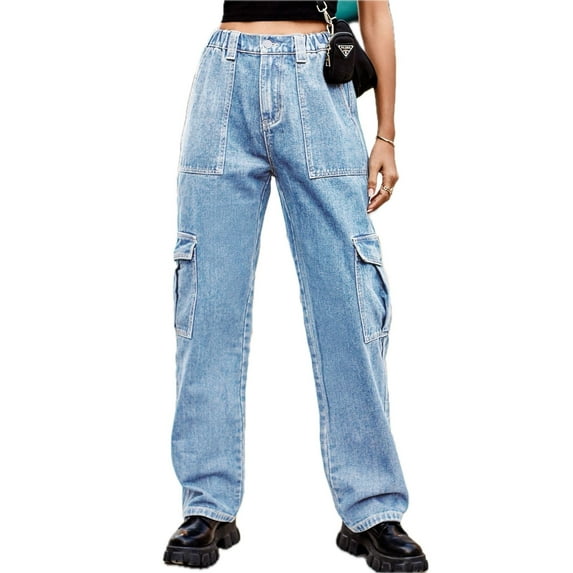 Womens Loose Fit Long Pants with Pockets Solid Color Casual Everyday Trousers Versatile Durable for Daily Wear