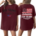 thumbnail image 1 of Womens Loose Fit Short Sleeve Crewneck T Shirt 250 Years 1776 Graphic Print Casual Top Tee for Anniversary Event Wine 3XL, 1 of 5