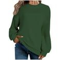 thumbnail image 1 of Womens Loose Fit Sweaters Rib Crewneck Pullover Tops Long Lantern Sleeve Knit Shirts Tunic Jumpers, 1 of 5