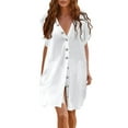 thumbnail image 1 of Womens Loose Fit Swimsuit Coverup Shirt Button Down Bathing Suit Cover Ups Beachwear, 1 of 5