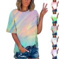 thumbnail image 1 of Womens Loose Fit Tshirts Short Sleeve Gradient Color Summer Tops Casual Workout Yoga Tunic T Shirts Tops Fashion Trendy Round Neck Shirts Loose Casual Tshirts Athletic Tops for Women, 1 of 5