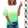 thumbnail image 1 of Womens Loose Fit Tshirts Short Sleeve Gradient Color Summer Tops Casual Workout Yoga Tunic T Shirts Tops Fashion Trendy Round Neck Shirts Loose Casual Tshirts Athletic Tops for Women, 1 of 5