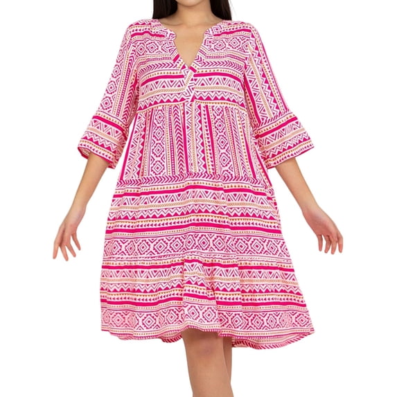 Womens Loose Fit V Neck Casual Short Dress Summer Flowy Mini Dress Beach 10996 Red XXL