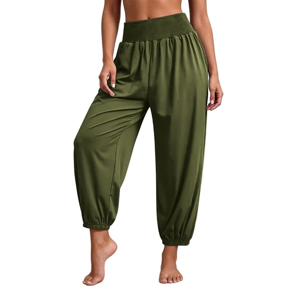 Womens Loose Harem Pants Joggers High Waist Yoga Sweatpants with Pockets Comfy Casual Pants for Workout Beach Green XL(XL)