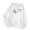 thumbnail image 1 of Womens Loose Heart Printed Hoodie Sweatshirt with Pocket Long Sleeve Hooded Pullover Cotton Fleece Tops S-XXXL (3X-Large, White), 1 of 6