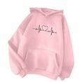 thumbnail image 1 of Womens Loose Heart Printed Hoodie Sweatshirt with Pocket Long Sleeve Hooded Pullover Cotton Fleece Tops S-XXXL (Medium, Pink 03), 1 of 6