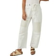 thumbnail image 1 of Womens Loose Horseshoe Jeans Wide Leg Patchwork Low Rise Denim Pants with Pockets White S, 1 of 6