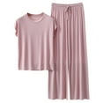 thumbnail image 1 of Womens Loose Pajamas Set - Short Sleeve, Drawstring Pants - Polyester Spandex, All Season - M-XXL Sizes, 1 of 6