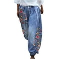 thumbnail image 1 of Womens Loose Pants Straight Wide Leg Trousers High Waisted Baggy Jeans Boyfriend Cropped Denim Pants Light Blue XXL, 1 of 8