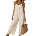 thumbnail image 1 of Womens Loose Sleeveless Jumpsuits Open Back Adjustable Spaghetti Strap Long Pant Romper Jumpsuit, 1 of 7