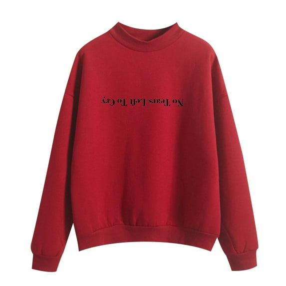 Womens Loose Solid Color Sweatshirt Printed Round Neck Oversize Long Sleeve Pullover For Women
