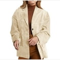 thumbnail image 1 of Womens Loose Suede Jacket Autumn and Winter Long Sleeve Solid Color Blazer Coats with Pockets Button Down Outerwear (Khaki 3XL), 1 of 6