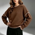 thumbnail image 1 of Womens Loose Sweaters Wool Blend Crew Neck Long Sleeve Trendy Casual Fall Pullover Tops Coffee S, 1 of 5