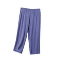 thumbnail image 1 of Womens Loose Wide Leg Capris Pants Plus Size Elastic Waist Athletic Casual Cropped Trousers Summer Comfy Thin Homewear, 1 of 3