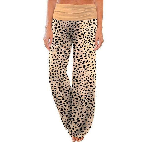 Womens Loose Wide Leg High Waisted Pants Print Flowy Comfy Yoga Sweatpants Sports Lounge Pants with Pockets