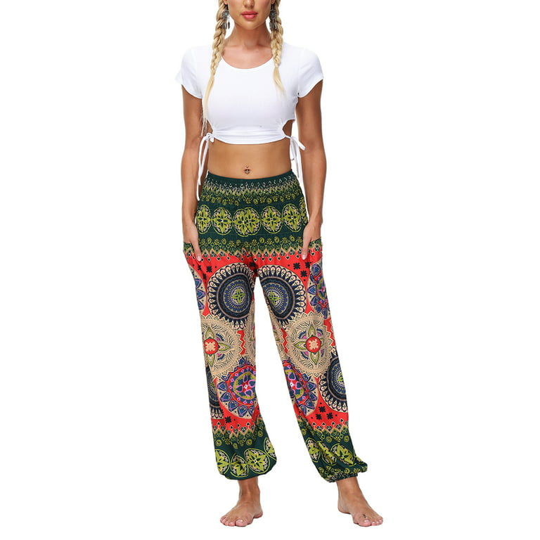 Womens Loose Yoga Pants Floral Print Wide Leg Trousers Long Stretch Pants  Loose Palazzo Trousers Sweatpants Harlan Pants