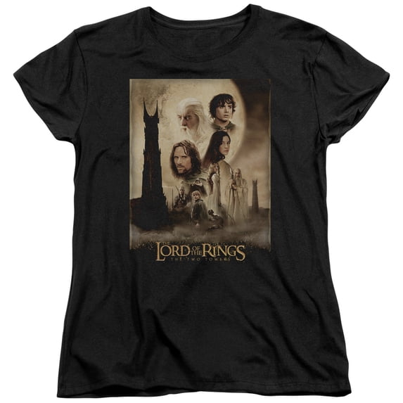Womens: Lord Of The Rings - The Two Towers Poster Womens T-Shirts - Black