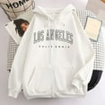 thumbnail image 1 of Womens Los Angeles Zip Up Hoodie Long Sleeve Drawstring Hooded Sweatshirt with Front Pocket Casual Pullover Tops, 1 of 3