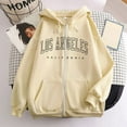 thumbnail image 1 of Womens Los Angeles Zip Up Hoodie Long Sleeve Drawstring Hooded Sweatshirt with Front Pocket Casual Pullover Tops, 1 of 3