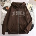 thumbnail image 1 of Womens Los Angeles Zip Up Hoodie Long Sleeve Drawstring Hooded Sweatshirt with Front Pocket Casual Pullover Tops, 1 of 3