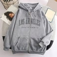 thumbnail image 1 of Womens Los Angeles Zip Up Hoodie Long Sleeve Drawstring Hooded Sweatshirt with Front Pocket Casual Pullover Tops, 1 of 3